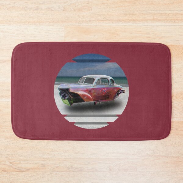 Item preview, retrofuturistic hot rod hovercar at the beach designed and sold by dominic0925.
