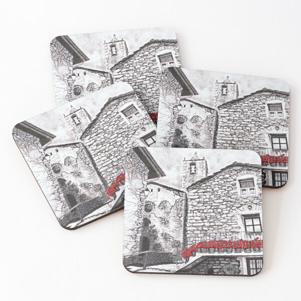 Item preview, Dibujo a lápiz blanco y negro original con geranios pintados de rojo designed and sold by IV Designs.