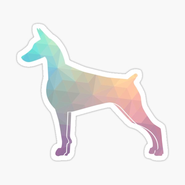 Doberman Pinscher Dog Colorful Geometric Pattern Silhouette - Pastel Sticker