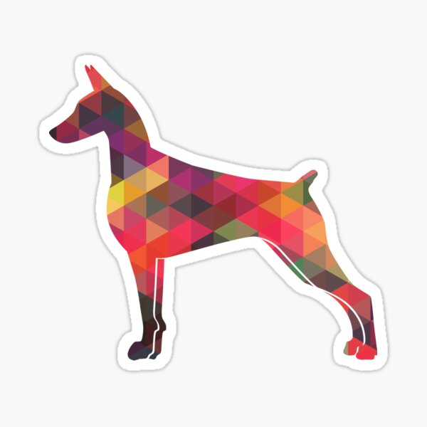 Doberman Pinscher Dog Geometric Pattern Silhouette Multi Sticker