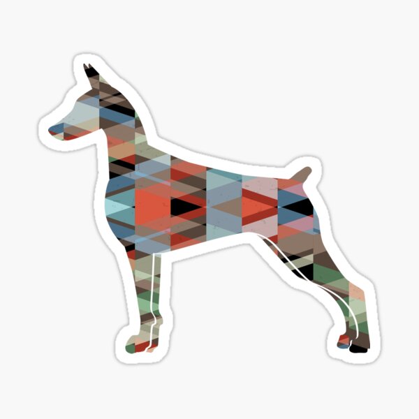 Doberman Pinscher Dog Geometric Pattern Silhouette Plaid Sticker