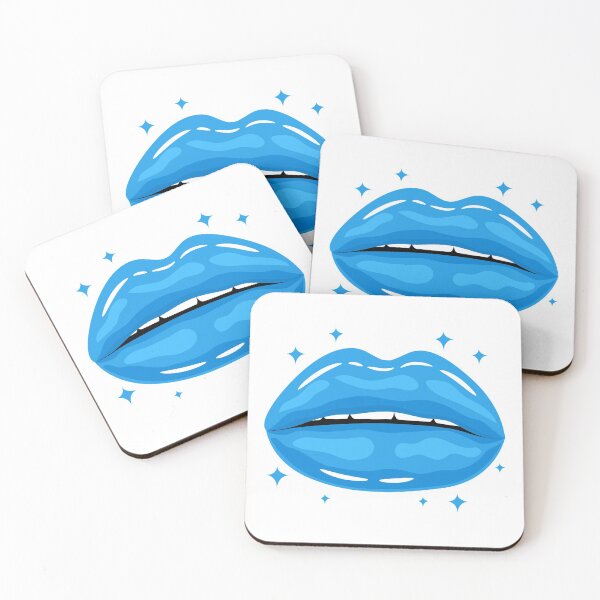Item preview, Valentine Glossy Lips in Blue Color with stars sparkle designed and sold by MisPuHoney.