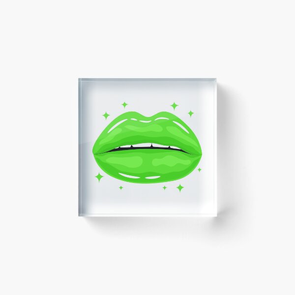 Item preview, Valentine Glossy Lips in Green Color with stars sparkle designed and sold by MisPuHoney.
