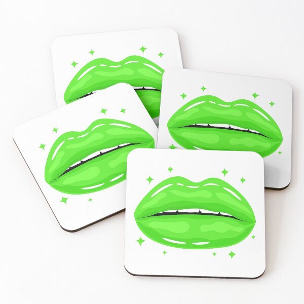 Item preview, Valentine Glossy Lips in Green Color with stars sparkle designed and sold by MisPuHoney.