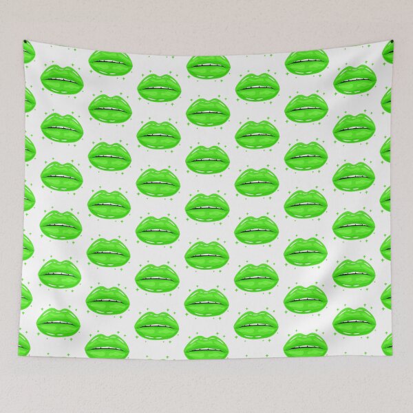 Item preview, Valentine Glossy Lips in Green Color with stars sparkle designed and sold by MisPuHoney.