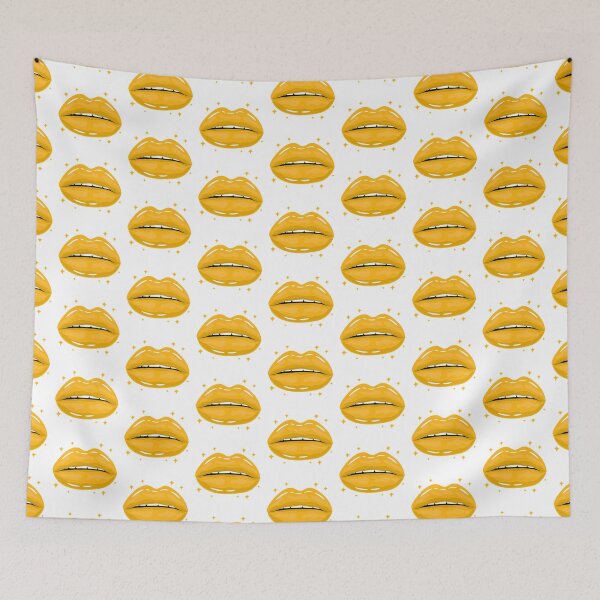 Item preview, Valentine Glossy Lips in Yellow Color with stars sparkle designed and sold by MisPuHoney.