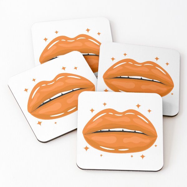 Item preview, Valentine Glossy Lips in Orange Color with stars sparkle designed and sold by MisPuHoney.