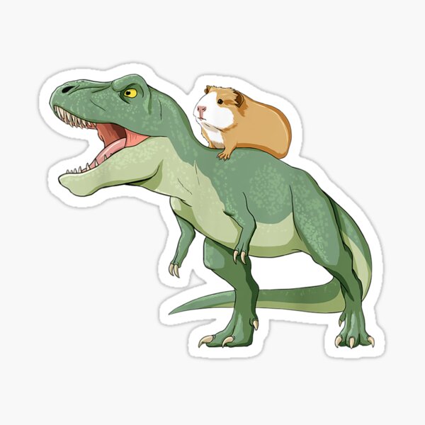 Funny Guinea Pig Riding T Rex Dinosaur Sticker