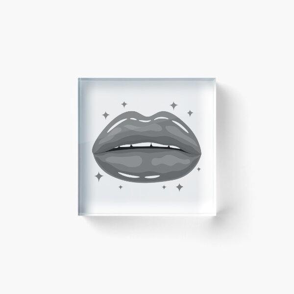 Item preview, Valentine Glossy Lips in Grey Color with stars sparkle designed and sold by MisPuHoney.