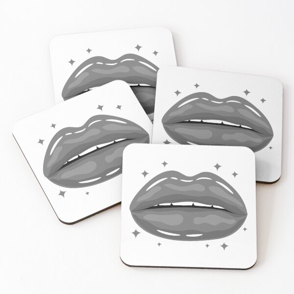 Item preview, Valentine Glossy Lips in Grey Color with stars sparkle designed and sold by MisPuHoney.