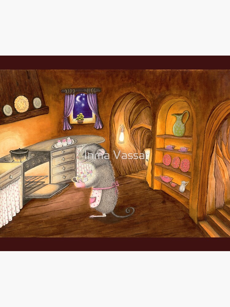 Thumbnail 6 of 6, Throw Blanket, POPPY THE PYGMY POSSUM - Baking Cupcakes - Watercolour Illustration designed and sold by InmaVassar.
