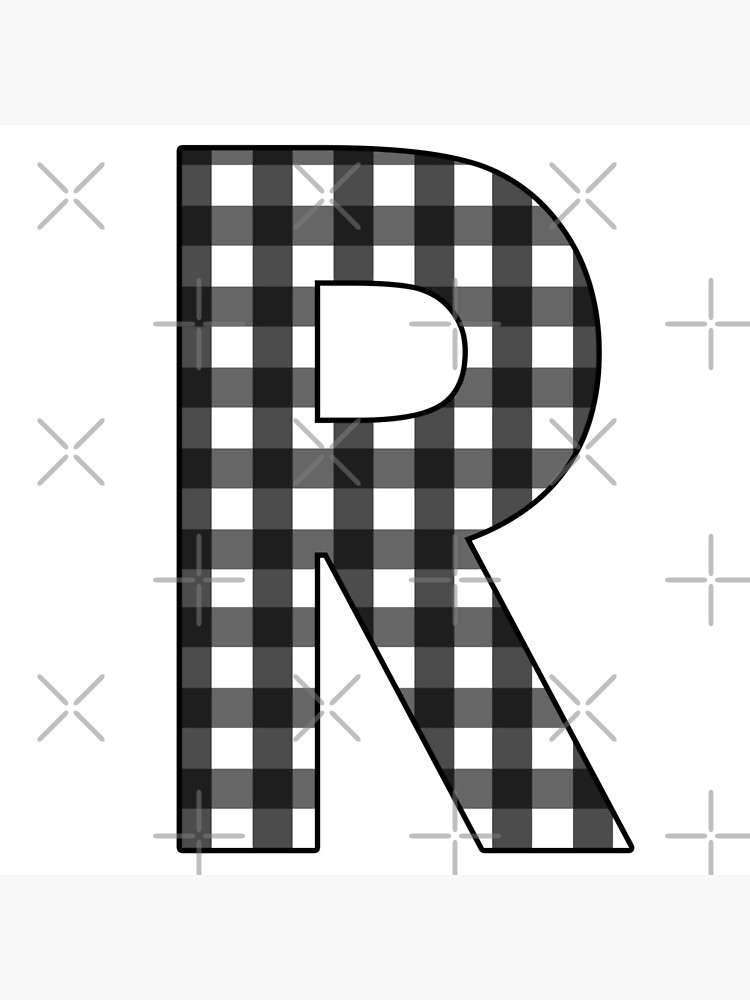 "The Letter R - Monogram in Black and White Buffalo Plaid" Poster for
