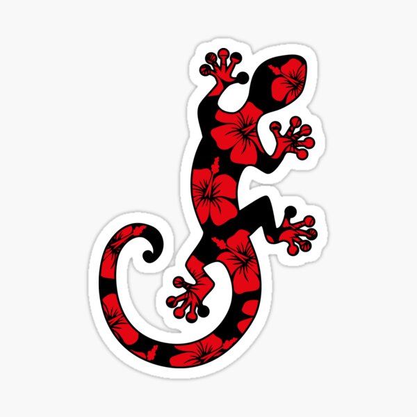 Gecko, lizard, hawaii, aloha, surf, beach, summer, party, water sports Sticker