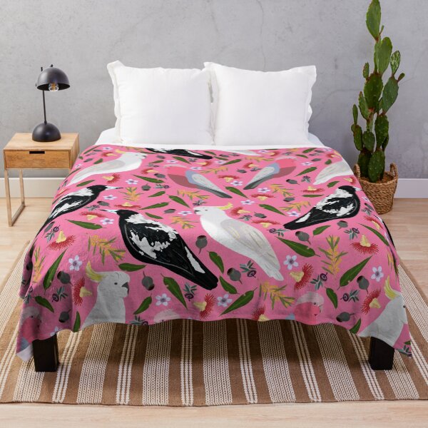Item preview, Pink Gallah Australian Magpie Geraldton Sulfur Crested Cockatoo Wattle Red Gum Flowers designed and sold by Lozzie Eliza Designs.