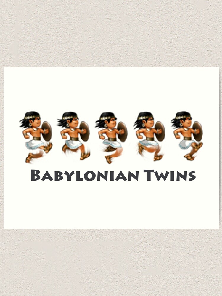 Alternate view of Basir sprinting in Babylonian Twins Art Print