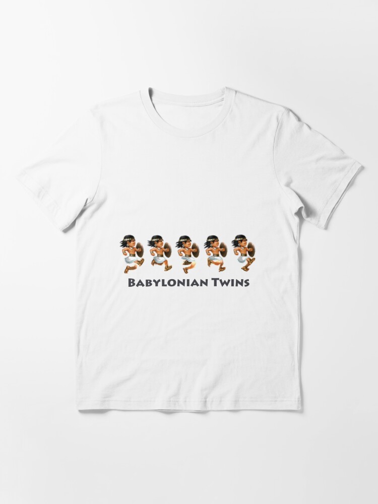 Alternate view of Basir sprinting in Babylonian Twins Essential T-Shirt