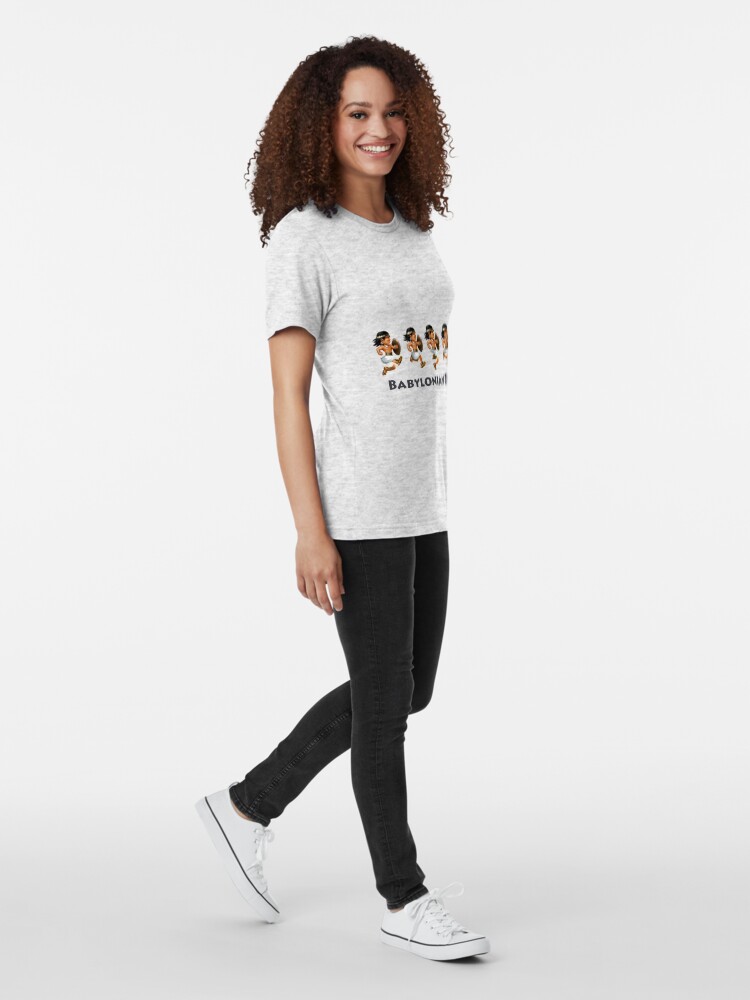 Alternate view of Basir sprinting in Babylonian Twins Tri-blend T-Shirt