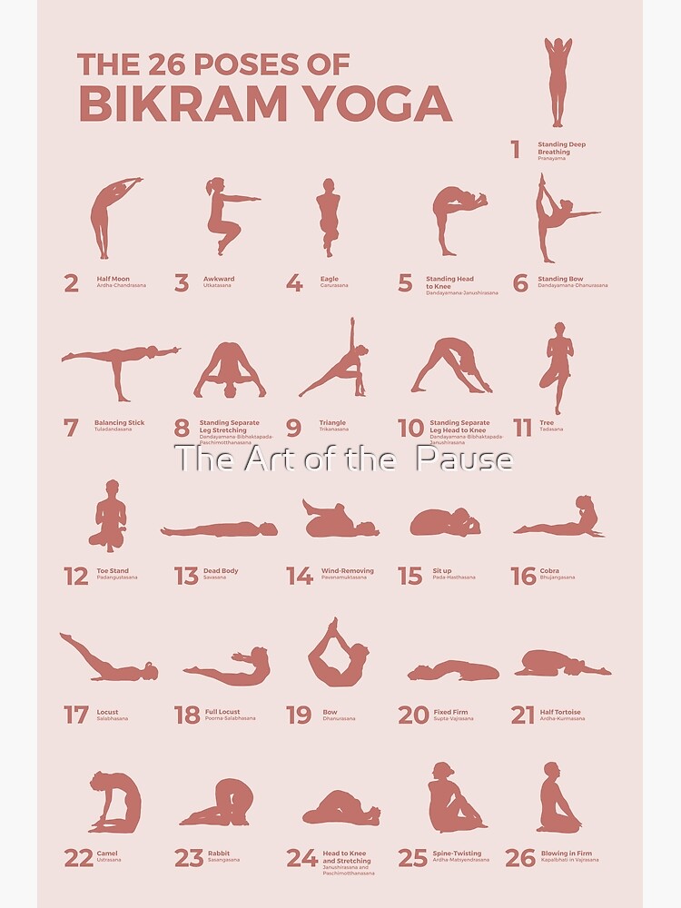 The 26 Poses of Bikram Yoga Peach Art Print for Sale by The Art of the  Pause