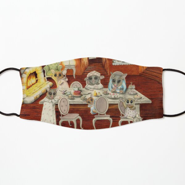 POPPY THE PYGMY POSSUM - Tea Party - Watercolour Illustration Kids Mask