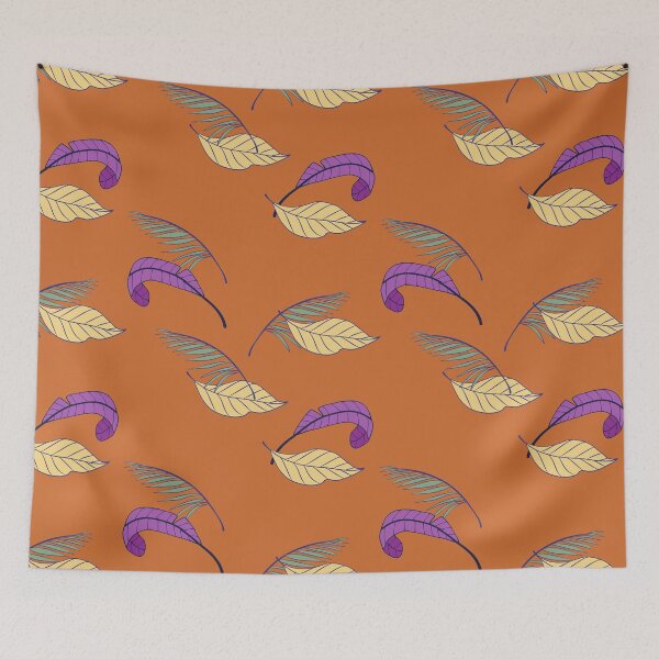 Item preview, Leafy pattern on orange background designed and sold by PatternParadise.