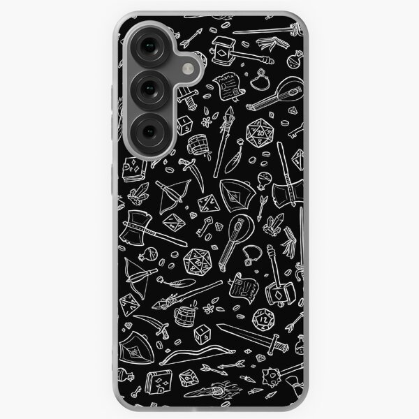 Dungeons and Dragons pattern white on black Samsung Galaxy Soft Case