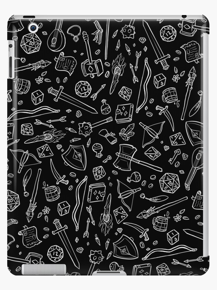 Dungeons and Dragons pattern white on black iPad Case & Skin for Sale by  Alexa Martin