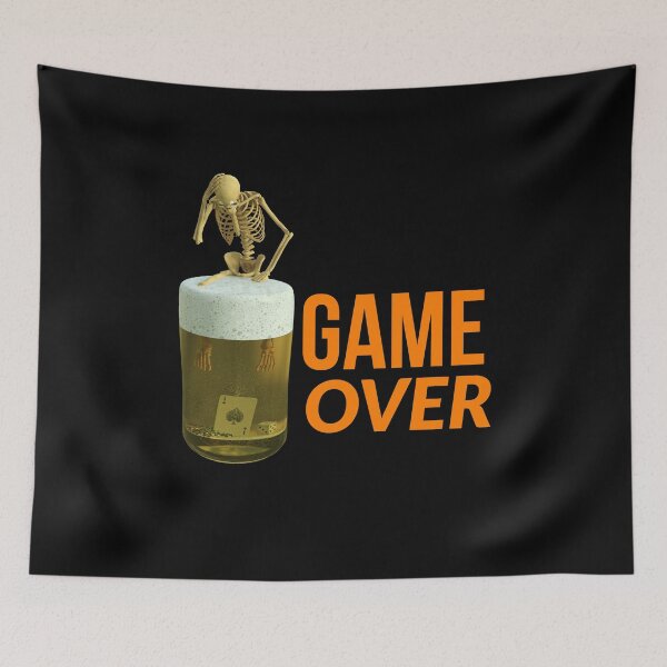 Item preview, game over. skeleton, ace card, beer designed and sold by doctors-apparel.