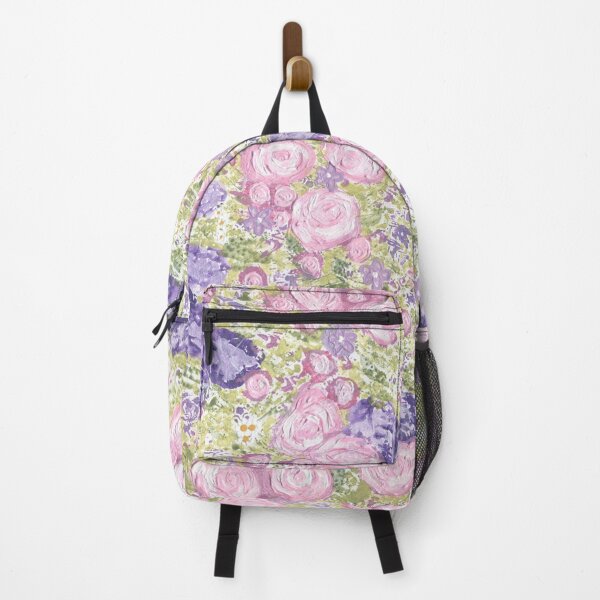 Item preview, Hand Painted Pink Roses & Purple Flowers Chintz Pattern designed and sold by IV Designs.