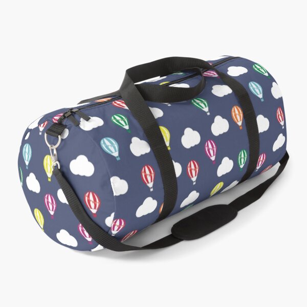 Item preview, Navy Blue with Multicoloured Hot Air Balloons and Clouds Design designed and sold by shadowbright.