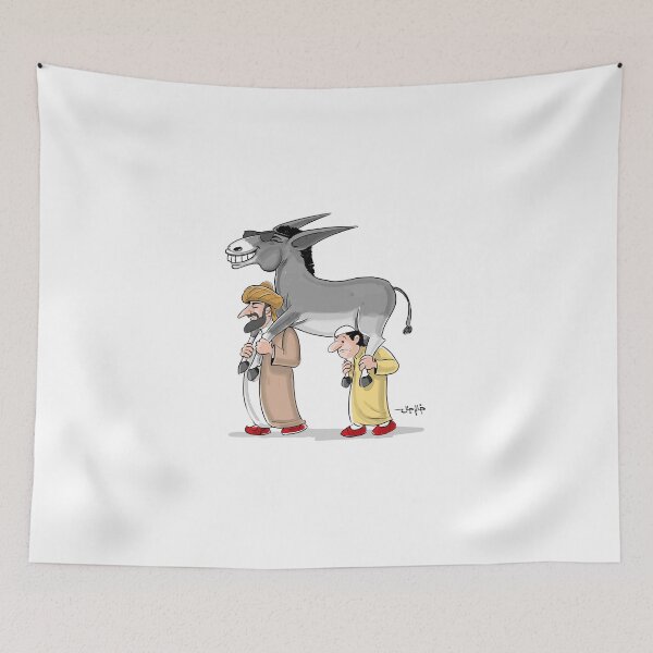 Item preview, Mr. Joha carrying his donkey designed and sold by Khalid Jalal.