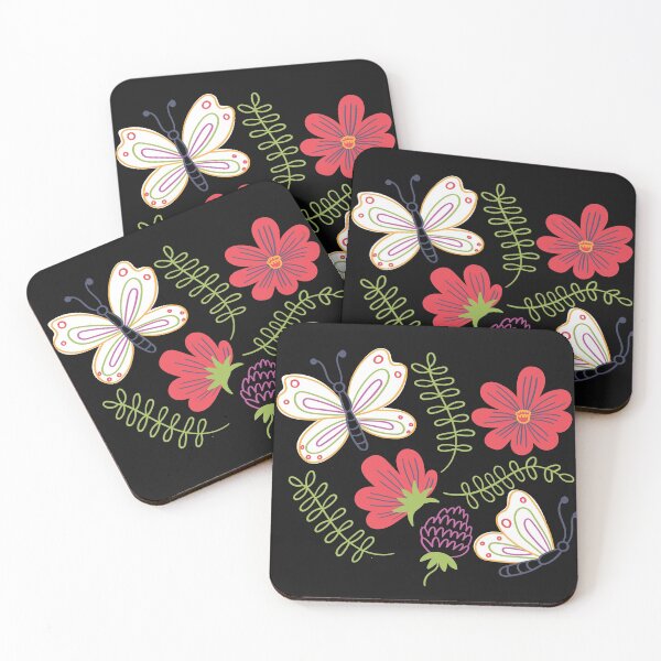 Item preview, BUTTERFLIES AND PLANTS, COLORED BUTTERFLIES, RED FLOWER designed and sold by angelescar.