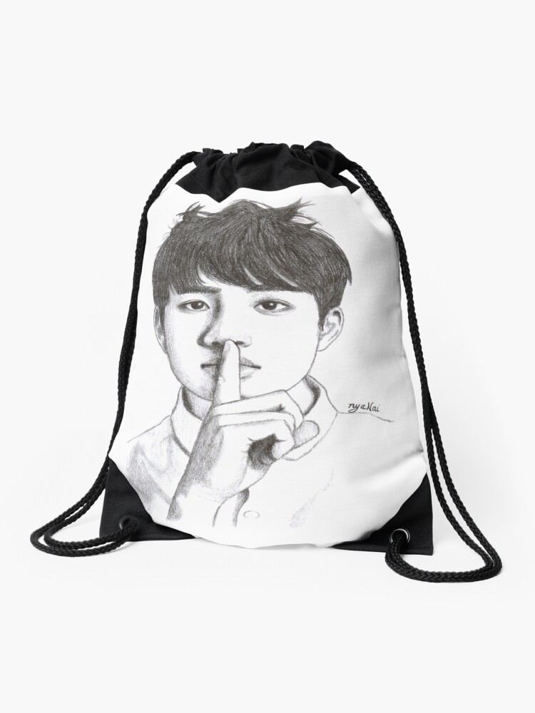 Black BTS Design White Drawstring Bag | atelier-yuwa.ciao.jp