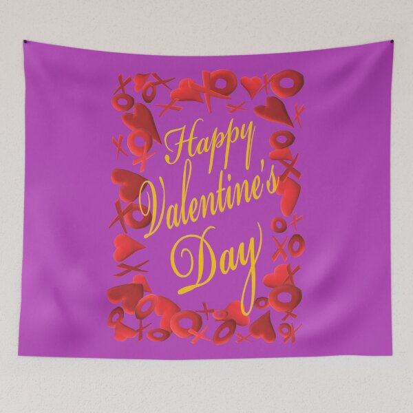 Item preview, Happy Valentine’s Day Hearts Hugs and Kisses (Purple and Gold) designed and sold by ArtByLM.