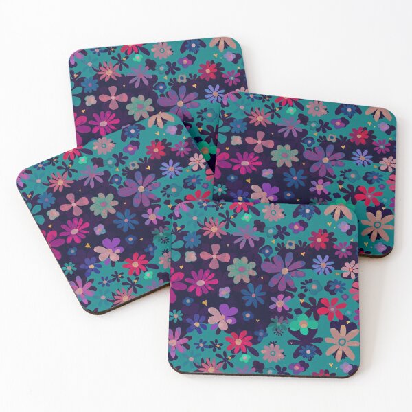 Item preview, Cute Bright Flowers with Aqua Splodges designed and sold by KizzyW.