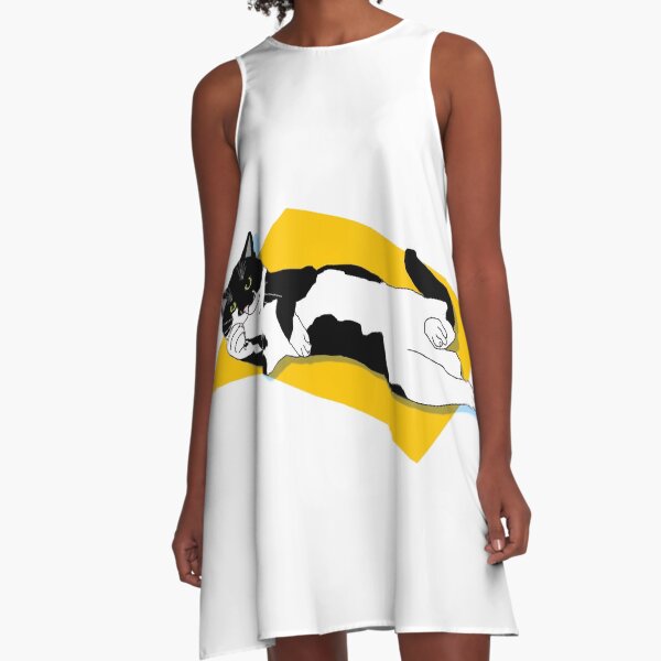 CUTE Tuxedo Cat, want's a belly rub A-Line Dress