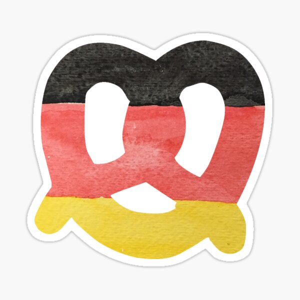 Pretzel in Hand-Painted Water Colors of German Flag Sticker