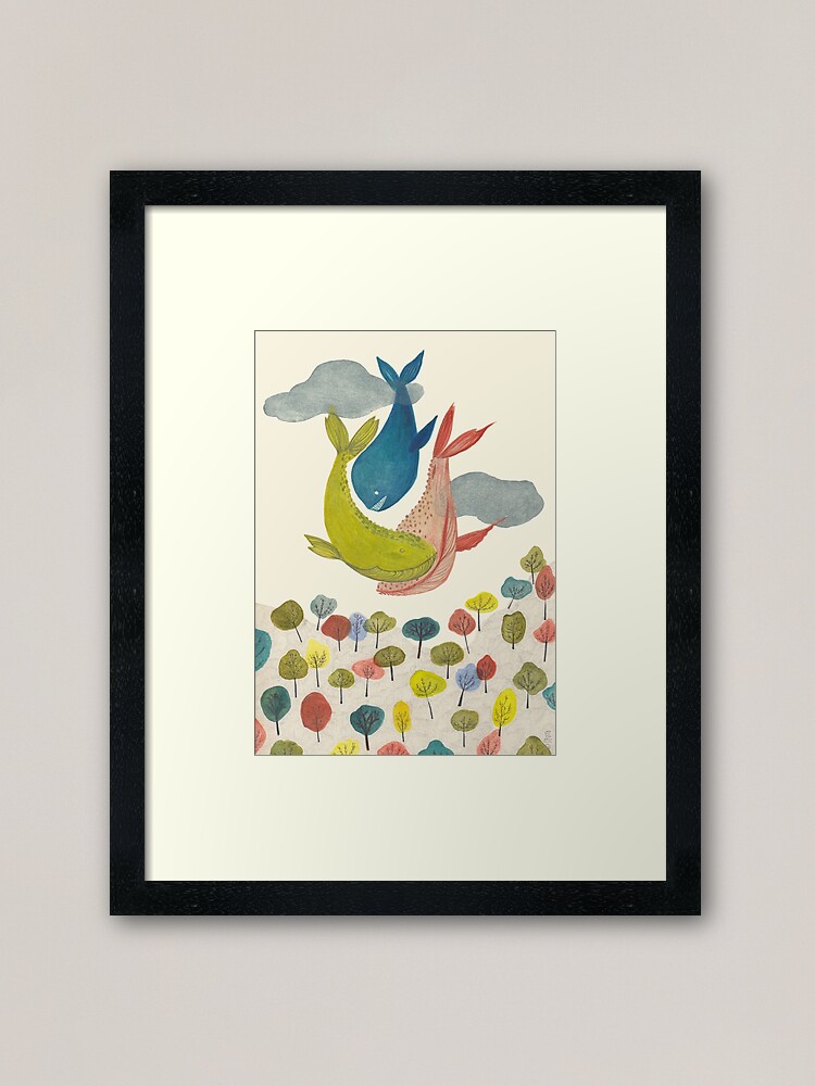 Alternate view of it's raining whales! Framed Art Print