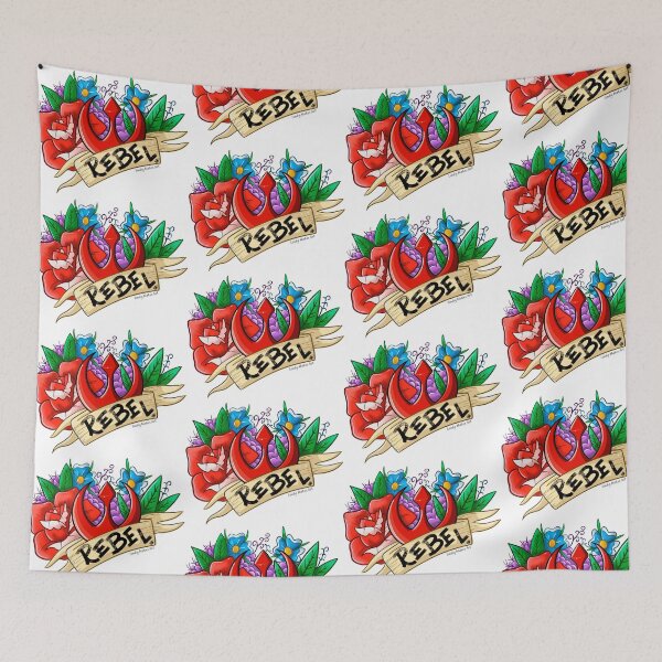 Item preview, Rebel banner, flowers, tattoo style designed and sold by Kalseru-crafts.