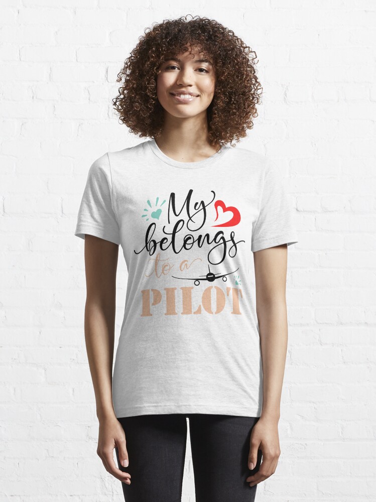 Alternate view of MY HEART BELONGS TO A PILOT Essential T-Shirt
