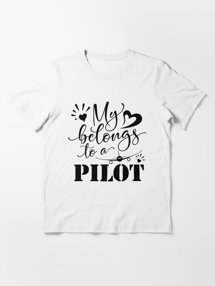 Alternate view of MY HEART BELONGS TO A PILOT - DARK DESIGN Essential T-Shirt