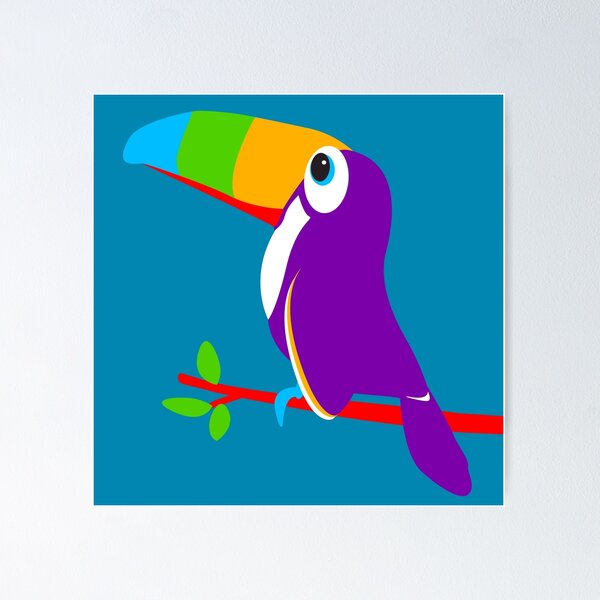 Artikelvorschau, Bunte Kunstgraphik des Toucan-Vogels entworfen und verkauft von Sarah Trett.