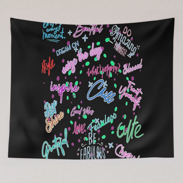 Item preview, Positive vibes, Words, Fun, Uplifting, Playful, Retrostyle Words Illustration designed and sold by Adri Barnard.