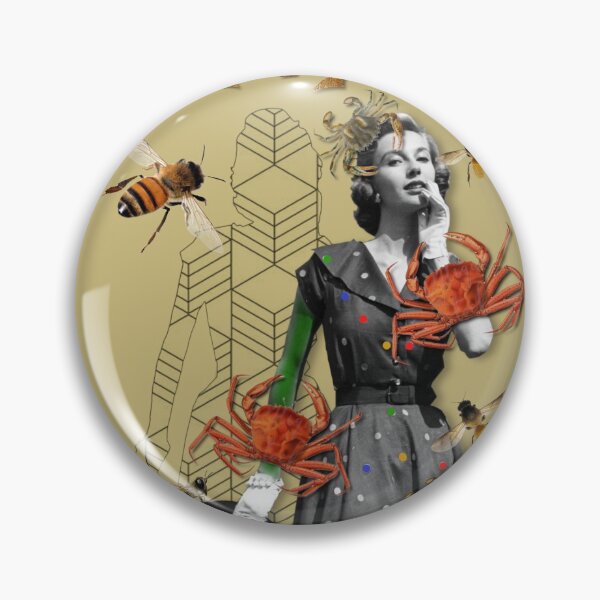 Item preview, Fifties 1950s Model with Big Hat and Crabs, Bees and Wasps designed and sold by KALEIDOSCOPE UK.