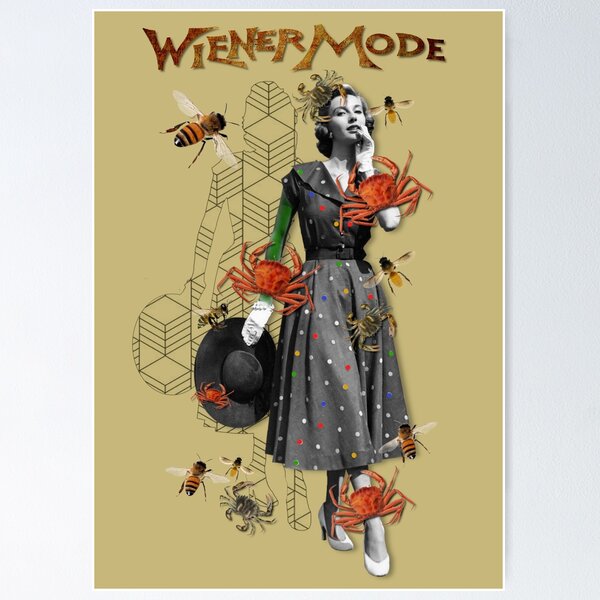 Item preview, Fifties 1950s Model with Big Hat and Crabs, Bees and Wasps designed and sold by KALEIDOSCOPE UK.