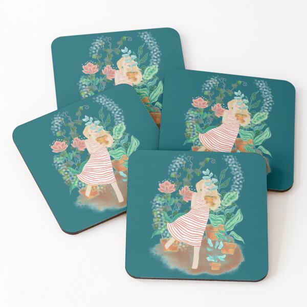 Item preview, Plant lover girl hugging plant in a pot designed and sold by orangerinka.