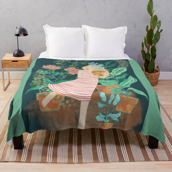 Item preview, Plant lover girl hugging plant in a pot in her patio designed and sold by orangerinka.