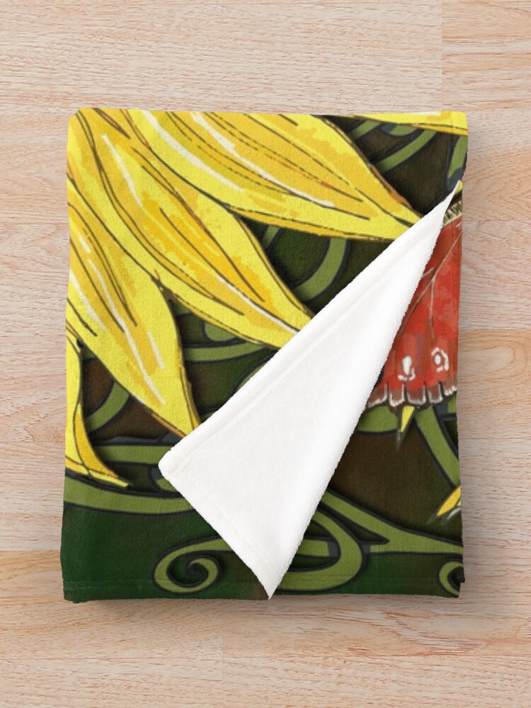 Alternate view of Celtic Sunflower & Peacock Butterfly Throw Blanket
