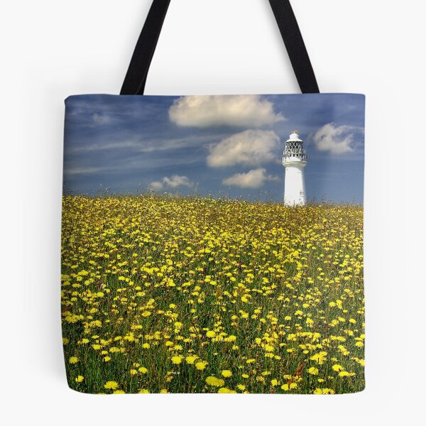 Item preview, Lighthouse in dandelion field  designed and sold by leephotoofyork.