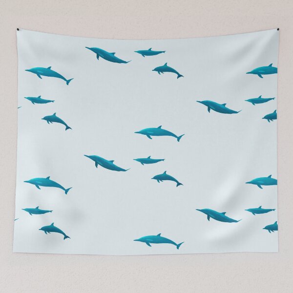 Item preview, Atlantis Dolphins Swimming, Light Blue Bg designed and sold by Cefani Musk.