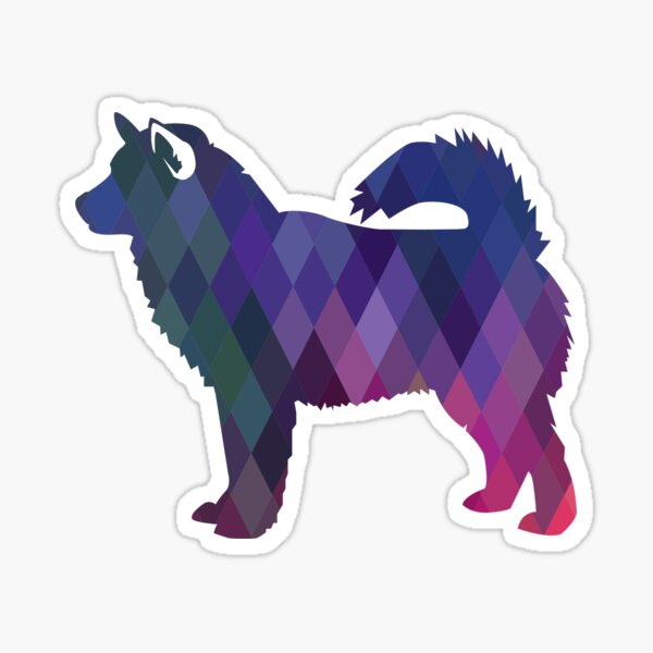 Alaskan Malamute Dog Colorful Geometric Pattern Silhouette - Purple Sticker